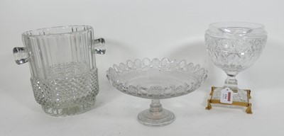 Lot 134 - A French cut glass pedestal jar, mounted to a...