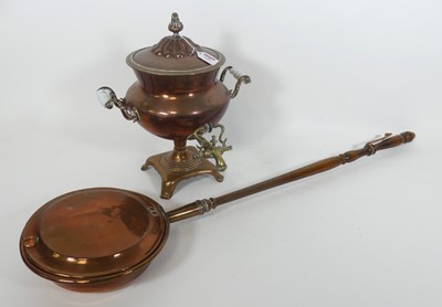Lot 139 - A 19th century copper samovar, the domed cover...