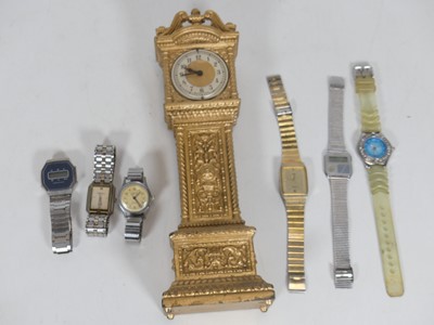 Lot 330 - A gilt painted metal miniature long case clock,...