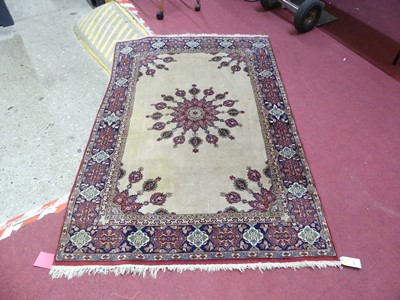 Lot 1176 - A cream, red and blue ground woollen Keshan...