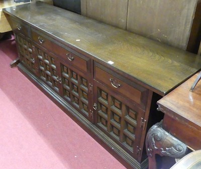 Lot 1212 - A contemporary joined elm long sideboard, 205cm