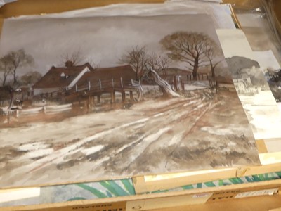 Lot 1090 - A collection of loose watercolours by Brian...