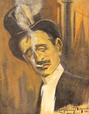 Lot 1108 - Jaques Browne - Portrait study, watercolour...