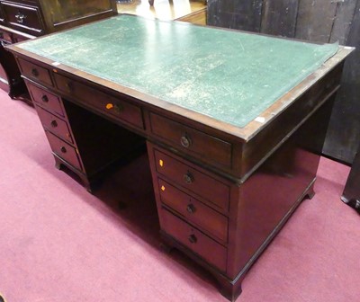 Lot 1245 - A circa 1900 mahogany and green leather inset...