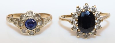 Lot 244 - An Art Deco 9ct gold, sapphire and white stone...