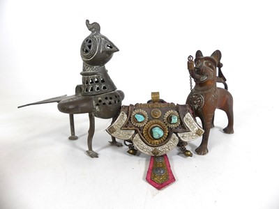 Lot 417 - An Indian brass censer, in the form of a bird,...