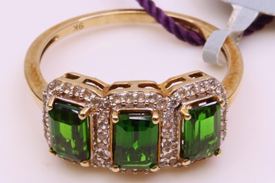 Lot 247 - A new 9ct gold diopside and cz set half-hoop...
