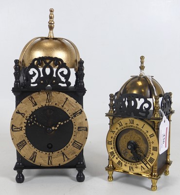 Lot 436 - A Smiths reproduction brass lantern clock in...