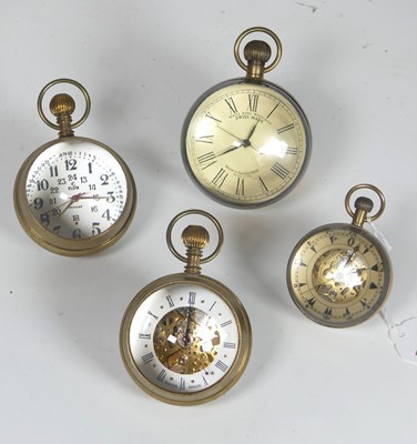 Lot 440 - A group of four reproduction glass ball clocks,...
