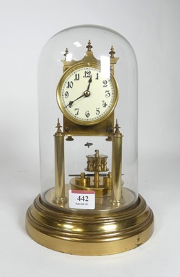Lot 442 - A Gustav Becker brass anniversary clock, the...