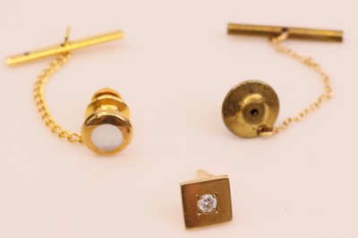 Lot 279 - A 9ct gold and diamond set single ear stud,...
