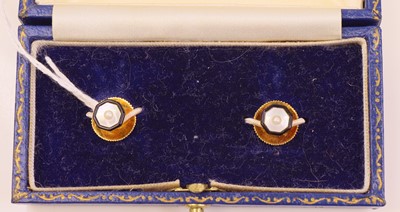 Lot 291 - A cased pair of 18ct gold, mother of pearl,...