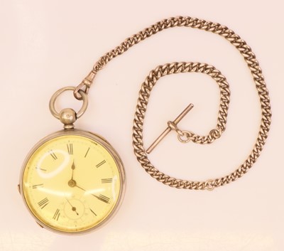 Lot 297 - A gent's nickel cased keywind pocket watch,...