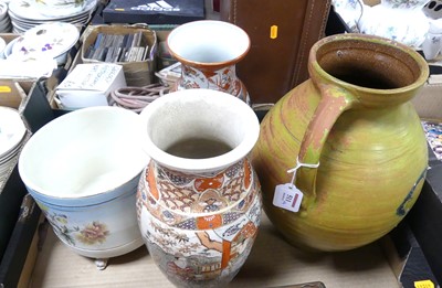 Lot 511 - A twin handled stoneware vase, of amphora...