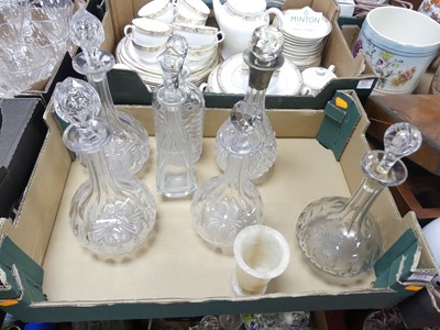 Lot 513 - A collection of glass decanters, to include a...