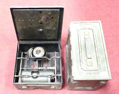 Lot 521 - A green painted metal ammunition box, w.30.5cm;...