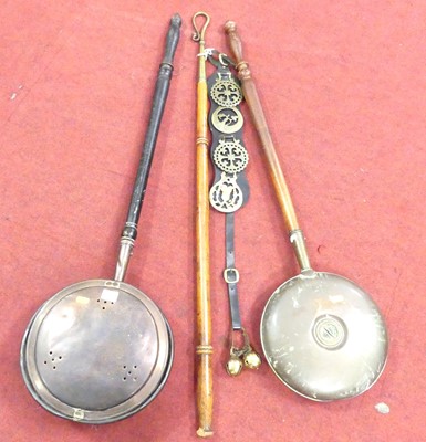 Lot 453 - A 19th century brass crook, having a turned...