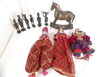 Lot 464 - A Malaysian painted wooden puppet, together...