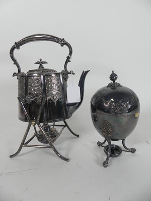 Lot 468 - A Walker & Hall silver plated spirit kettle on...
