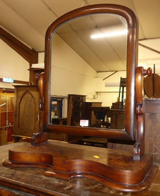Lot 1272 - A mid-Victorian mahogany swing toilet mirror