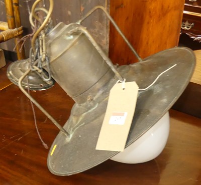 Lot 1287 - A brass domed hanging ceiling light, having a...