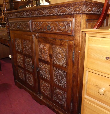 Lot 1293 - A contemporary joined Eastern floral relief...