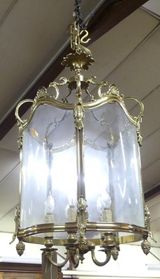 Lot 1297 - A large and decorative gilt brass serpentine...