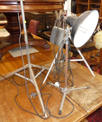 Lot 1326 - Three various vintage aluminium tripod lamps
