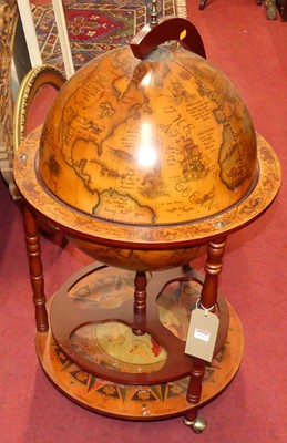 Lot 1331 - A reproduction hinged top globe bar, on roller...