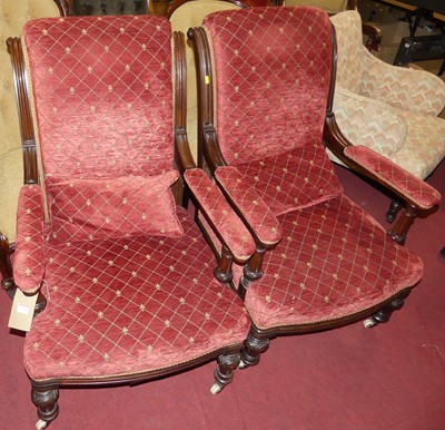 Lot 1338 - A pair of mid-Victorian mahogany framed and...