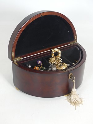 Lot 345 - A reproduction bowfront burr wood jewellery...