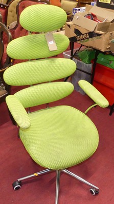 Lot 1341 - A contemporary tubular chrome framed and lime...