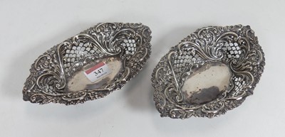 Lot 347 - A pair of circa 1900 white metal bonbon dishes,...