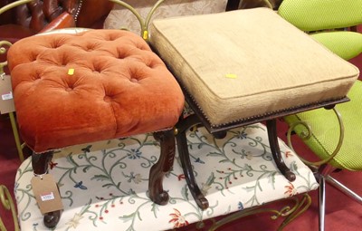 Lot 1342 - A simulated rosewood X-frame dressing stool;...