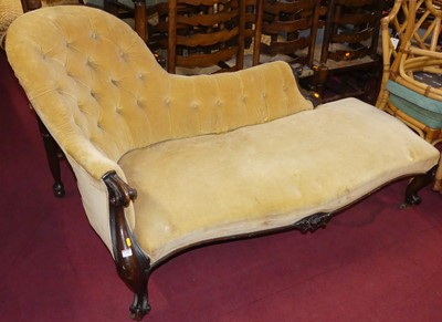 Lot 1350 - A mid-Victorian mahogany scroll framed and...