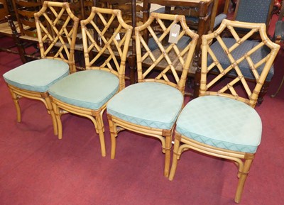 Lot 1351 - A set of four bamboo framed dining chairs,...