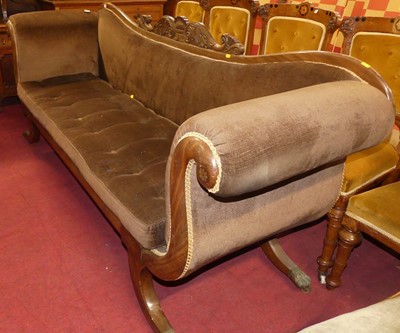 Lot 1358 - A Regency framed and brown dralon upholstered...