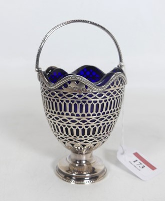 Lot 173 - A Victorian silver sugar basket having a swing...