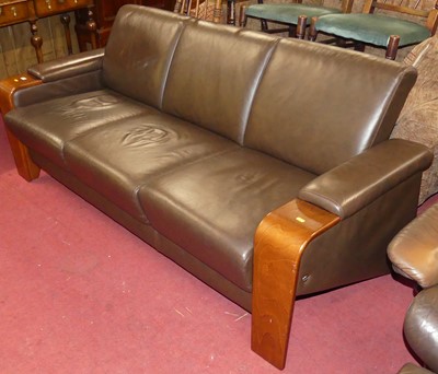 Lot 1368 - A contemporary Stressless brown leather...