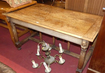 Lot 1375 - A joined oak rectangular hall table, haivng...