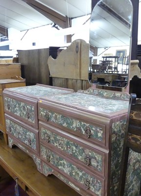 Lot 1378 - A vintage painted and floral clad mirrorback...