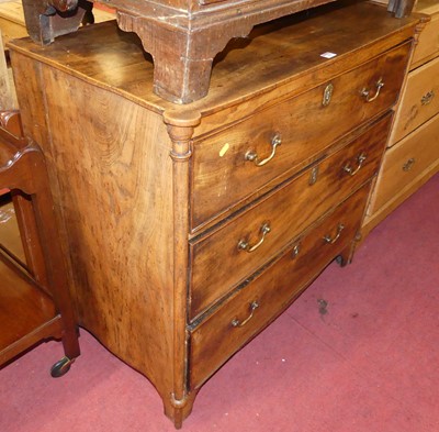 Lot 1387 - A 19th century provincial elm chest of three...