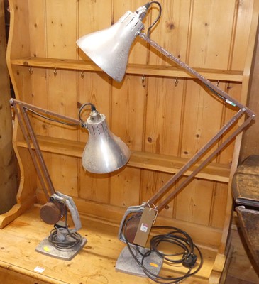 Lot 1393 - A pair of aluminium anglepoise lamps with...