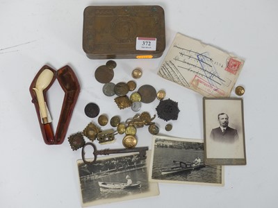 Lot 372 - A WWI Princess Mary gift tin and contents to...
