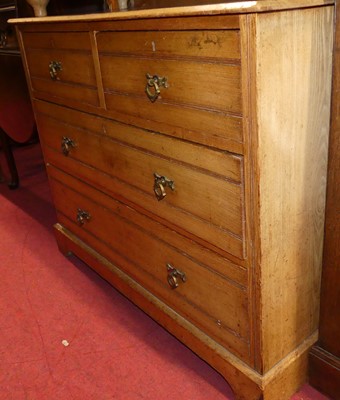 Lot 1402 - A late Victorian ash squarefront chest of two...