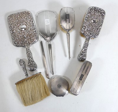 Lot 387 - A lady's silver and marcasite set powder...
