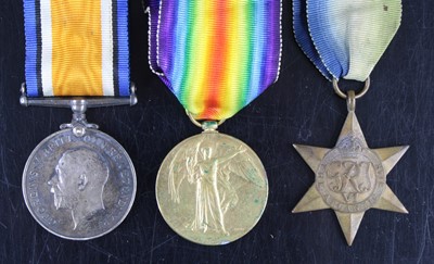 Lot 665 - A pair of WW I British War and Victory medals,...