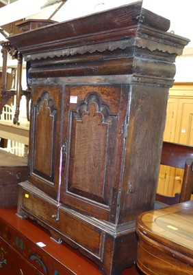 Lot 1414 - An antique joined oak table top spice cabinet,...
