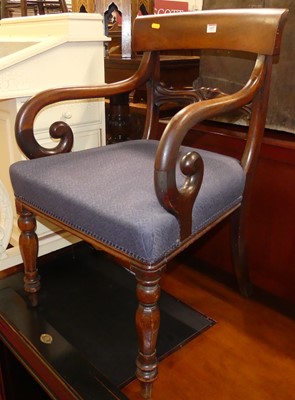 Lot 1427 - A 19th century mahogany bar back scroll single...