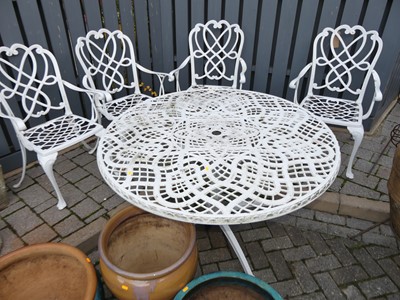 Lot 1442 - A white painted galvanised metal garden patio...